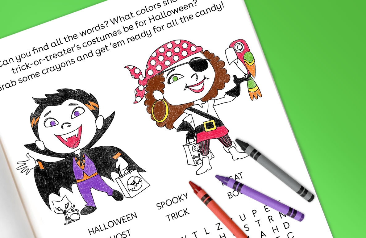 hauntingly fun word search and coloring sheet